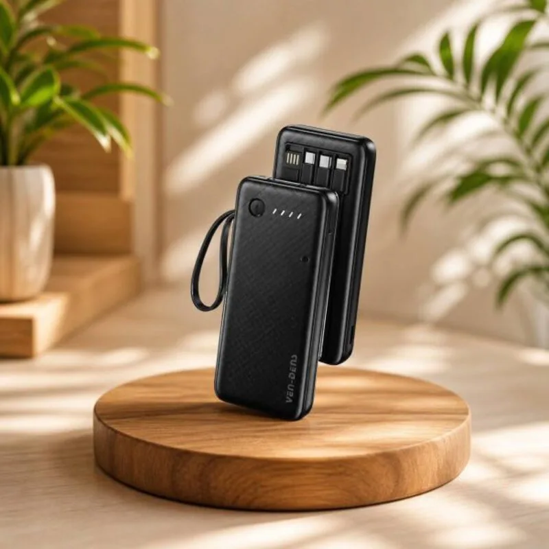 Ven-Dens 10000mAh Power Bank VD-PB058 with Cables | Kinbo.site