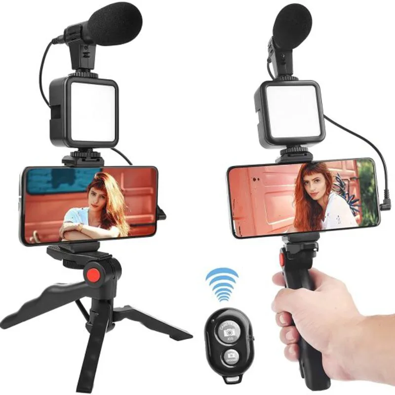 Video Making Vlog Tripod Kit 3 In 1 with Mic & LED | Kinbo.site