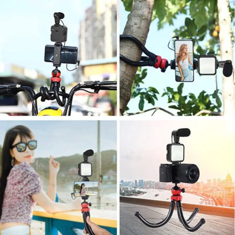 Video Making Vlog Tripod Kit 3 In 1 with Mic & LED | Kinbo.site
